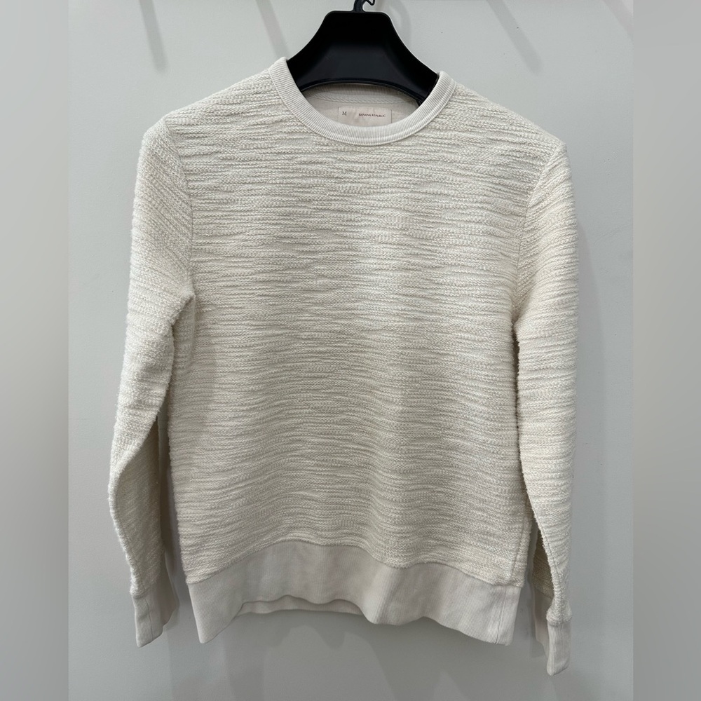 Men’s Banana Republic Heritage Collection Cream Textured Terry Sweatshirt - M